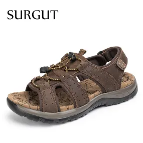 Breathable Sandals Men Shoes Real Leather Sandals Shoes Men Sandals Non Slip Beach Summer Slippers For Men Big Size