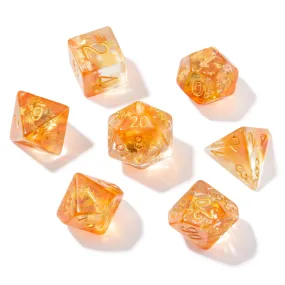 Golden Fall Leaves Fragment Filled Resin 7pc Dice Set