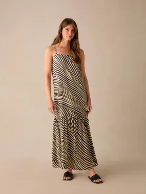 Petite Neutral Animal Print Tiered Maxi Dress