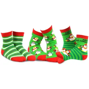 TeeHee Socks Kid's Christmas Cotton Short Crew Penguin 3-Pack (70935)