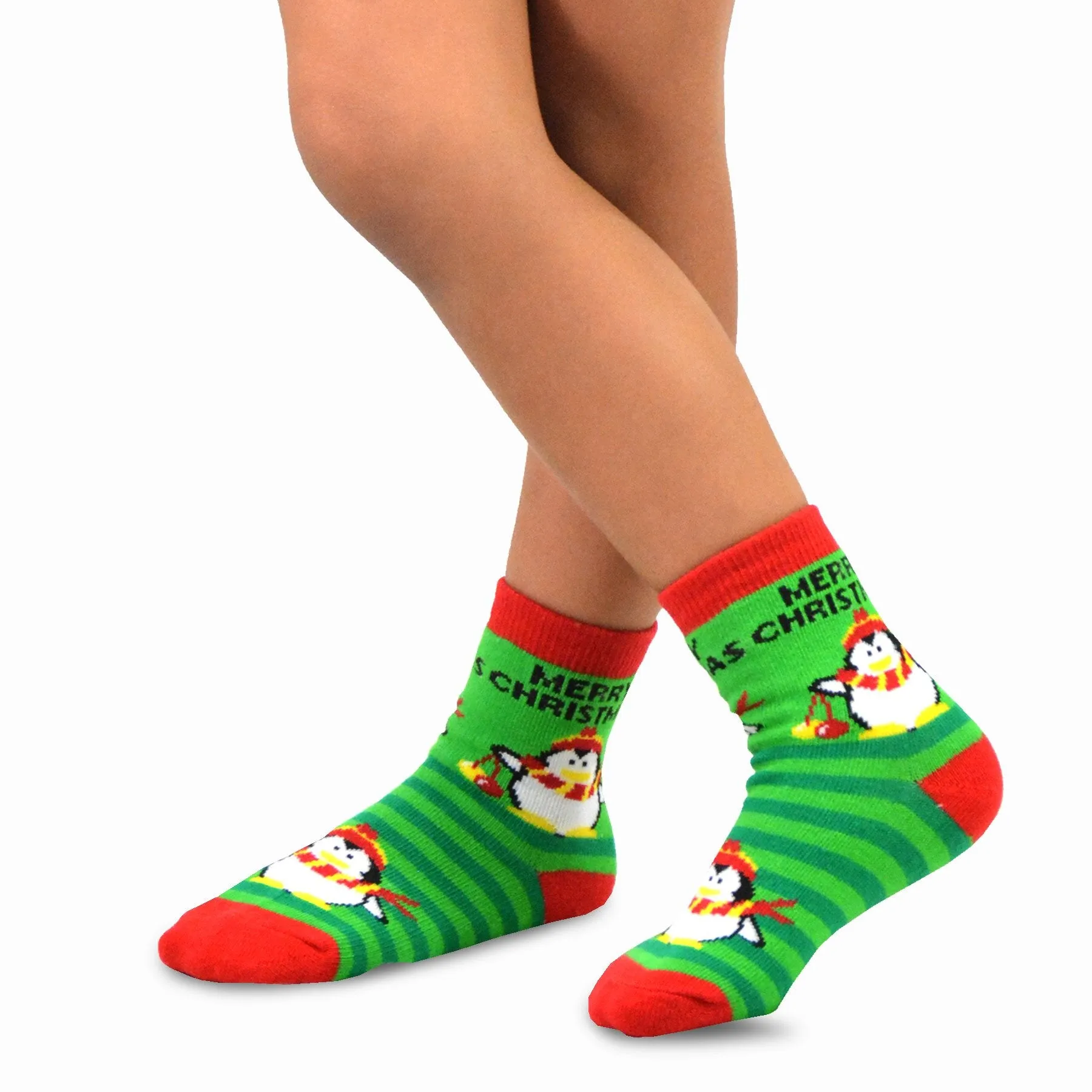 TeeHee Socks Kid's Christmas Cotton Short Crew Penguin 3-Pack (70935)